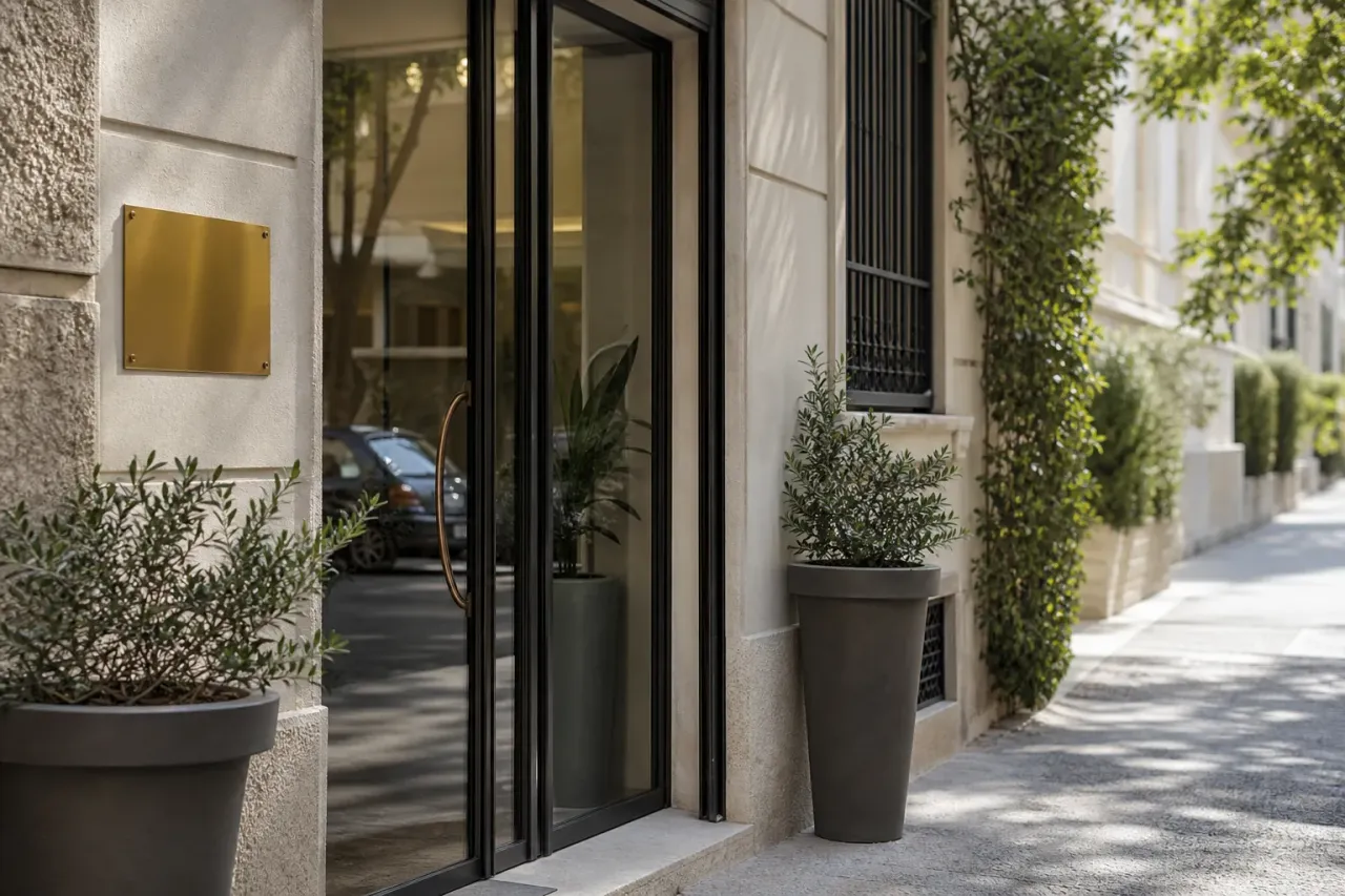 L’ingresso su strada di un ambulatorio medico privato